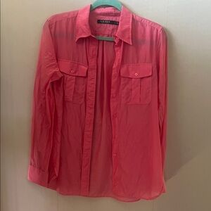 Lauren Ralph Lauren Pink Silk Blend Button Down Shirt